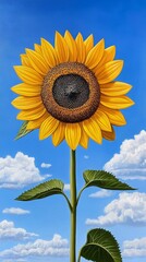 Vibrant Yellow Sunflower Under Clear Blue Sky