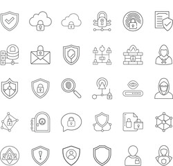 Cybersecurity Icons Data Protection, Network Security, Privacy, and Safety