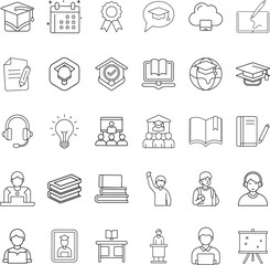 Online Education Icons Learning, Graduation, Courses, Knowledge, Success
