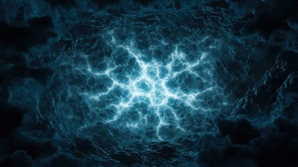 Fototapeta premium A mesmerizing depiction of swirling blue energy, resembling electric currents or cosmic phenomena in a dark, atmospheric background.