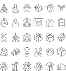 Fototapeta premium Delivery Services Icons of Shipping, Logistics, and Warehousing