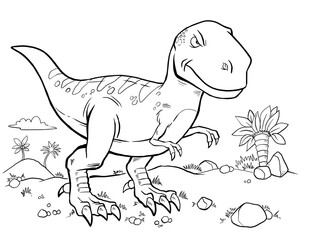 Tyrannosaurus Rex Dinosaur Coloring Page Vector Illustration Art