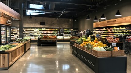 Fototapeta premium Farm-to-table produce section in local supermarket