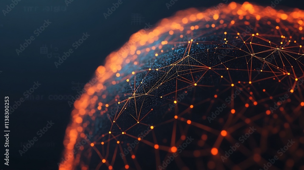 Poster vibrant digital globe with interconnected network of illuminating lines