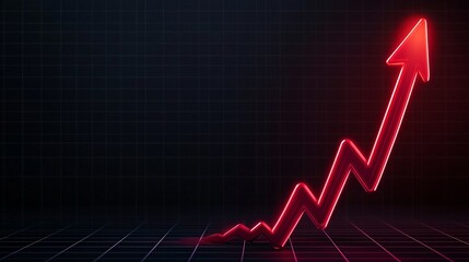 Fototapeta premium Rising red graph on a dark background representing growth and success. signifying progress and success.