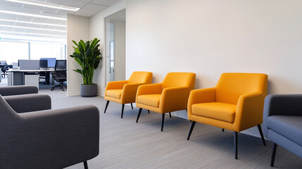 Motivational Quote Displayed on Modern Office Wall with Clean Furnishings