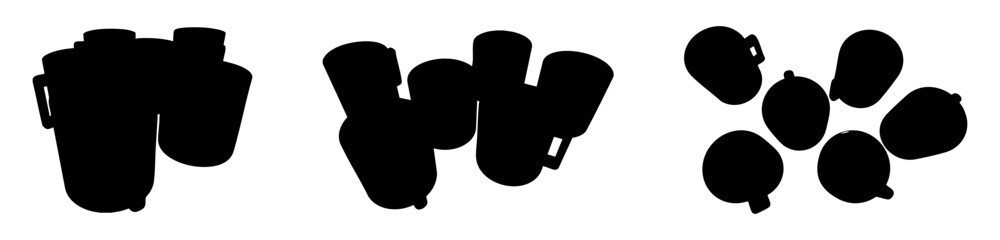 set of mugs vector silhouette