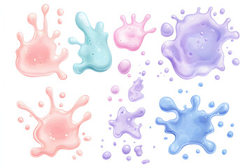 Pastel-colored splashes of liquid, creating a dreamy and whimsical effect. Perfect for backgrounds, branding, or any creative project needing a touch of soft color.