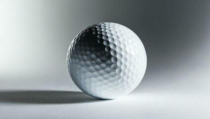 Golf Ball Texture Close-Up. A white golf ball with detailed focus on its dimples, isolated on a clean white background