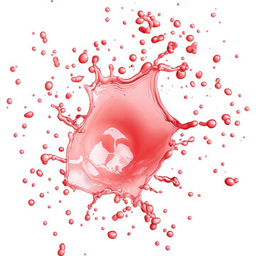 Vibrant splash of watermelon juice with droplets on transparency background, creating refreshing and dynamic visual