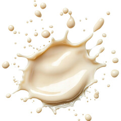 creamy splash of vanilla sauce with droplets creating dynamic effect