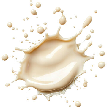creamy splash of vanilla sauce with droplets creating dynamic effect