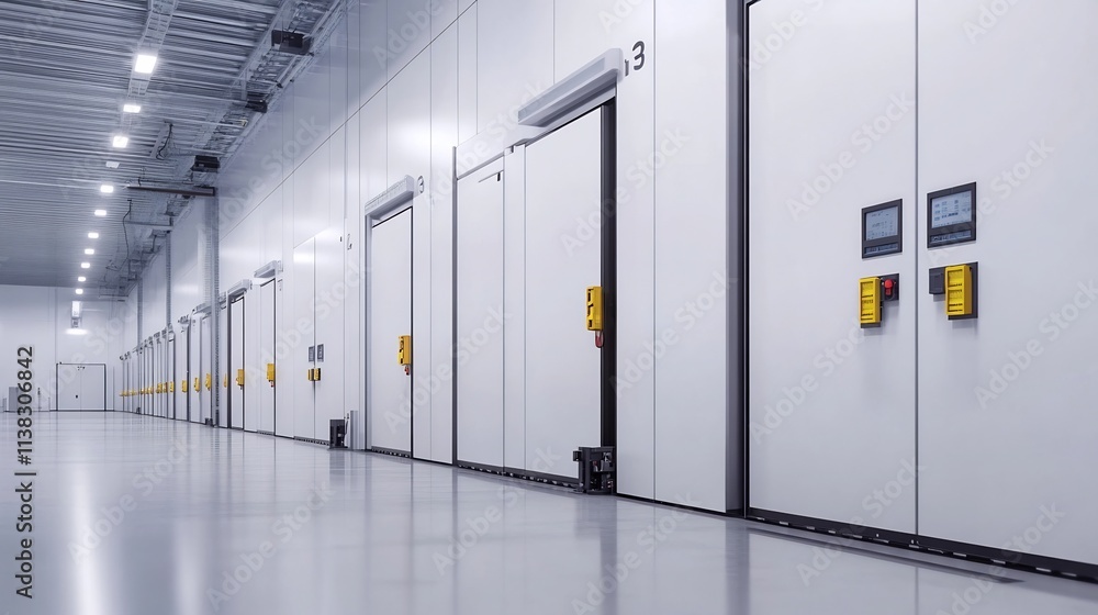 Poster large automated printing press in motion for high-volume production