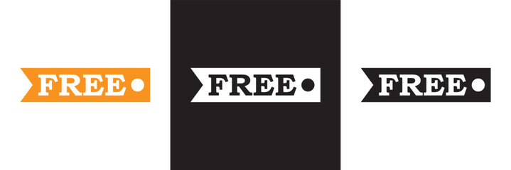 Free  icon. Gift or present for purchase. Label for services, online stores, markets. Sign, promo offer. Vector illustration. isolated on white and black background. EPS 10