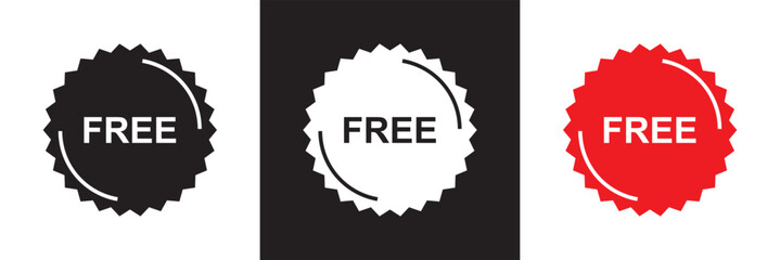 Free  icon. Gift or present for purchase. Label for services, online stores, markets. Sign, promo offer. Vector illustration. isolated on white and black background. EPS 10