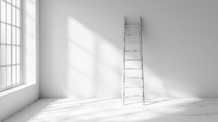 Bright and Minimalist Room with Ladder and Natural Light