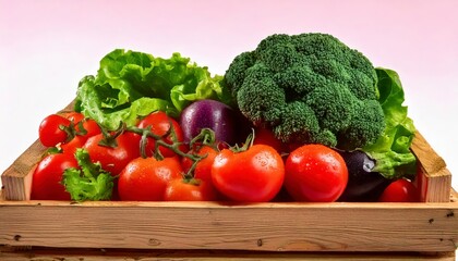 Harvesting fresh vegetables vibrant produce display in wooden crate natural light culinary inspiration