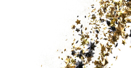 gold stars. Confetti celebration, Falling golden abstract decoration for party, birthday celebrate,