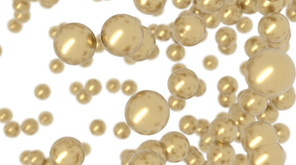 Abstract Golden Spheres Floating in White Background