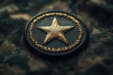 Detailed Close-Up of an Army Insignia on a Neutral Background for Military and Emblematic Illustrations