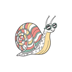 snail wearing sunglasses sketch, cool snail vector illustration