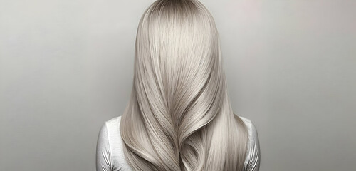 Naklejka premium A glamorous long blonde hair wig shown from the back, against a transparent backdrop.