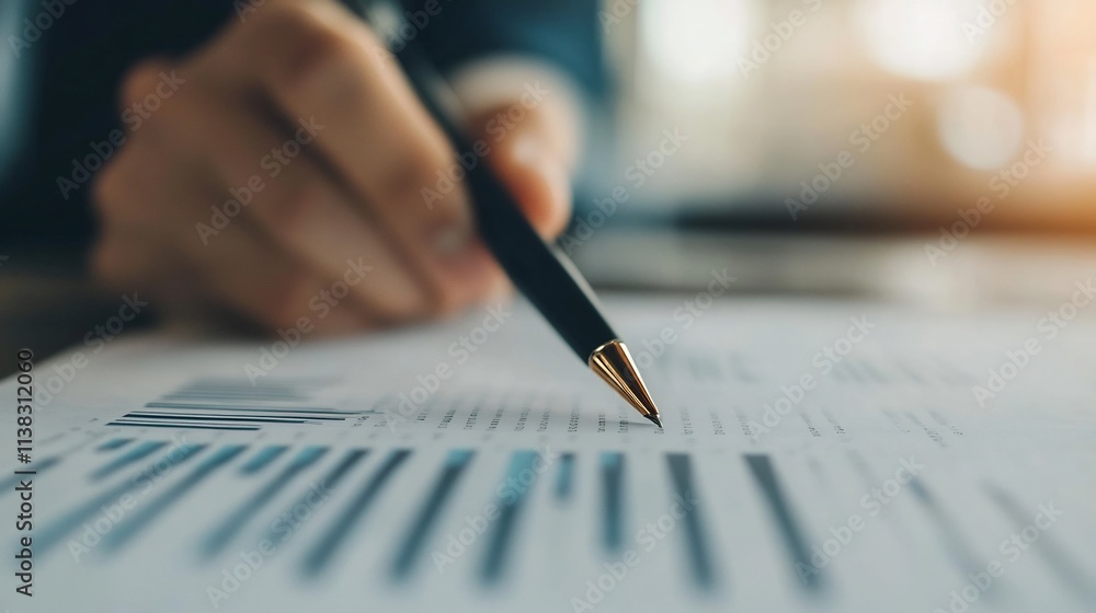 Poster minimalist financial compliance audit document with data graphs and charts