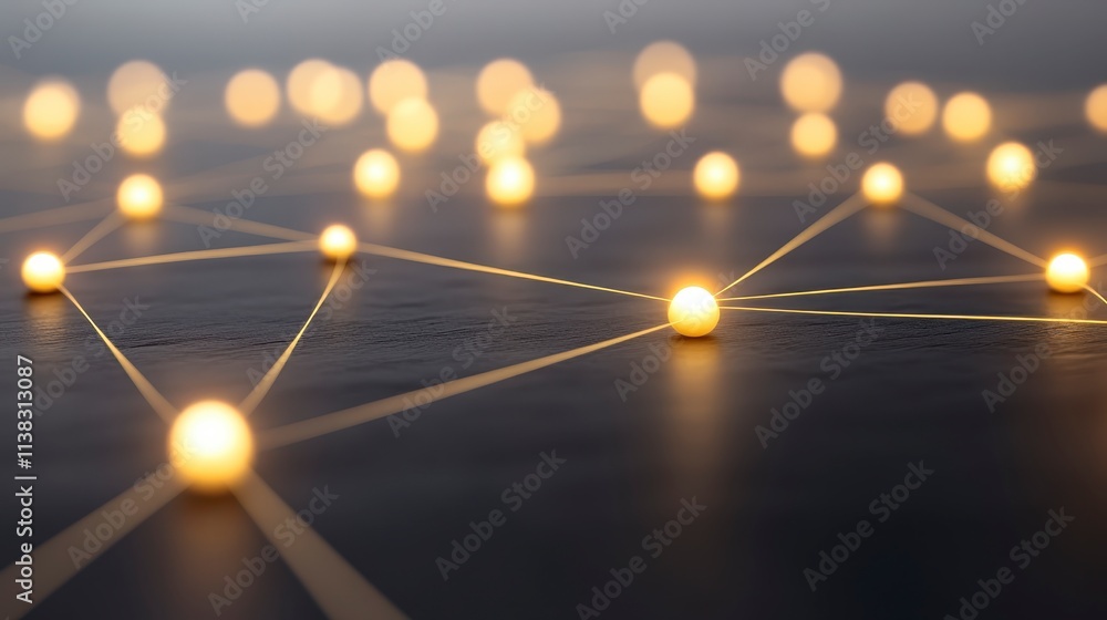 Poster Global Network Connection Illuminated Nodes Lines