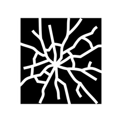 fractured glass fracture glyph icon vector. fractured glass fracture sign. isolated symbol illustration