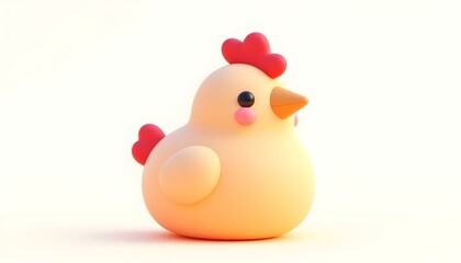 stylized chicken 3D render isolated on a clean white background, emphasizing its cartoonish features and vivid colors create with ai