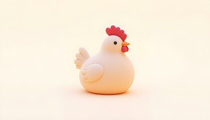  photorealistic chicken 3D render isolated on a luminous white background, showing fine details in the feathers and skin create with ai