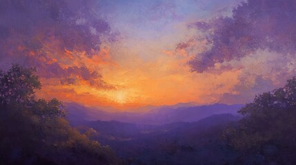 Fototapeta premium evening sky light purple orange