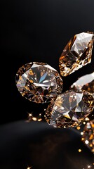 Shimmering brown diamonds sparkle against a dark background, showcasing their exquisite brilliance and unique facets.