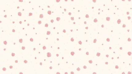 Cute pink and white seamless pattern with small pink rose petals, creating a charming retro atmosphere. Very suitable for baby room decoration and children's fashion accessories