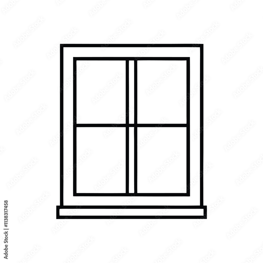 Fototapete a line drawing of a window. it is a rectangular window with four panels,