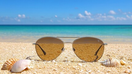 Sunglasses Beach Summer Vacation Ocean Seashells Sand Relaxation