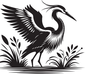 Black flamingo silhouette isolated on white vector image