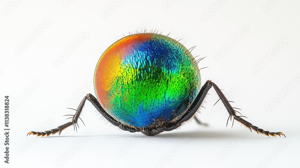 Poster a close-up image of a colorful insect showcasing iridescent colors and detailed features.