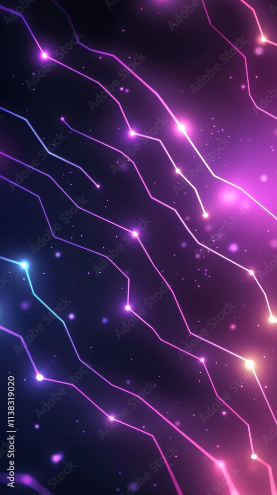 Aufkleber minimalist glowing circuit line patterns with vibrant colors and soft lights in dark background