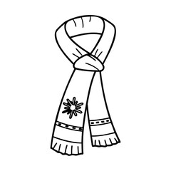 High-quality Christmas Winter Scarf Vector Outline or Art for Coloring Pages