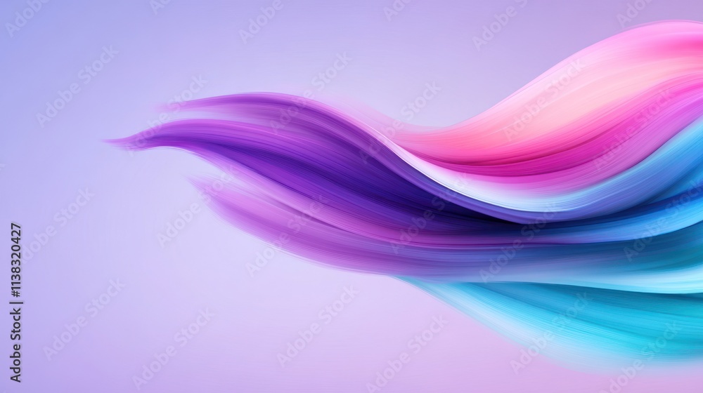 Poster abstract flowing waves in vibrant colors on a soft gradient background.