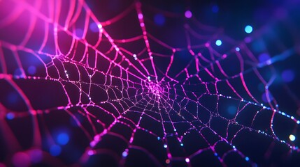 Entangled threads of deception, a neon web of intrigue, shimmering with danger and mystery.