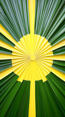 Abstract Green and Yellow Palm Leaf Radial Pattern Background Image