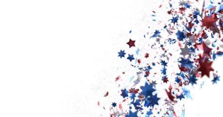 Confetti - Red white blue shiny confetti Confetti on white background, isolate, tricolor concept,...