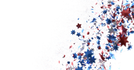 Confetti - Red white blue shiny confetti Confetti on white background, isolate, tricolor concept, independence and freedom day USA