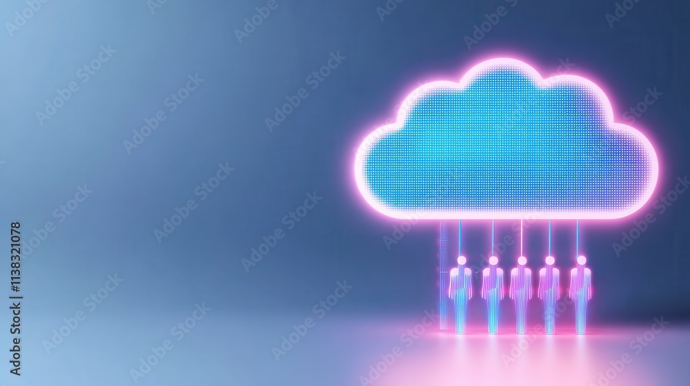 Poster cloud computing network team digital data innovation technology future connection collaboration