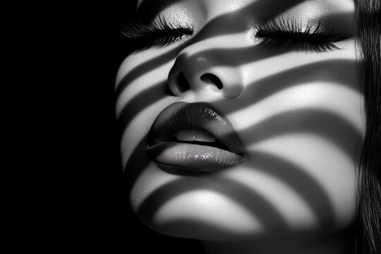 A detailed close-up of lashes casting shadows over the cheekbone in a moody and cinematic style