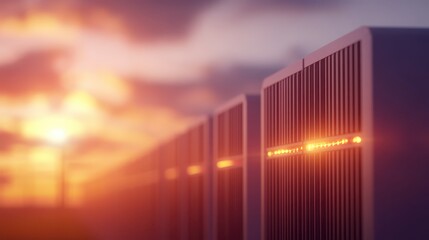 Sunset Server Farm Data Center Technology Cloud Computing Network Infrastructure