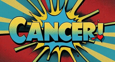 Obraz premium cancer word lettering on comic vintage retro pop art style background