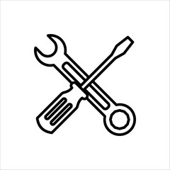 Screwdriver icon. Equipment and screwdriver icon line style. Vector illustration for your logo web mobile app UI design.